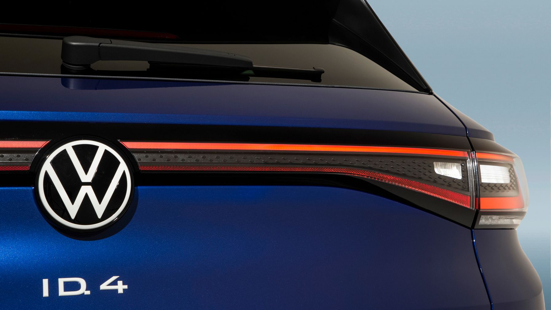 Rear view of the blue electric Volkswagen ID.4