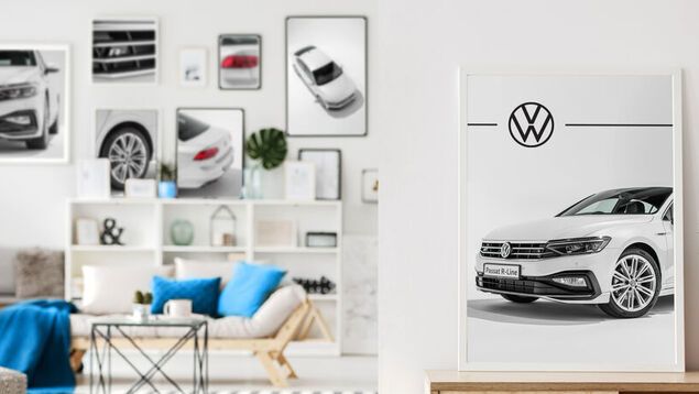 Video call backgrounds A vibrant image featuring a classic Volkswagen car surrounded by a scenic backdrop
